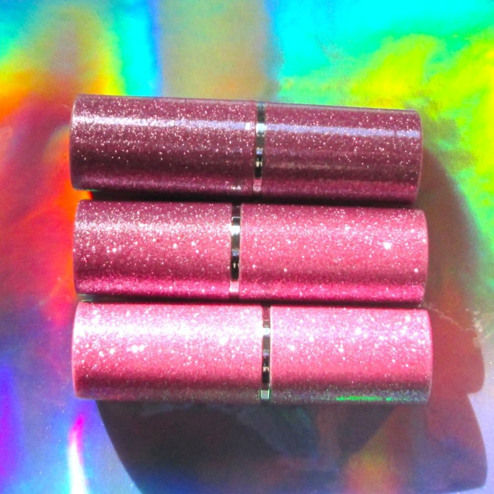 NEW 3 glitter lipstick set glam makeup red pink